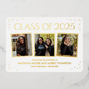 Fun Snapshots Foil Graduation Photo Invitation