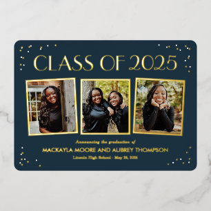 Fun Snapshots Foil Graduation Photo Invitation Foi