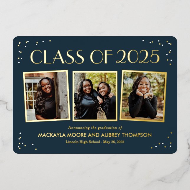 Fun Snapshots Foil Graduation Photo Invitation Foi (Front)