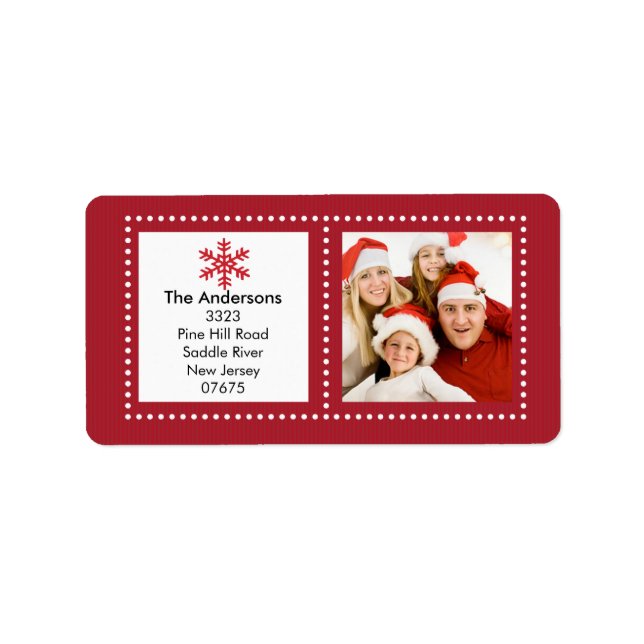 Fun Snowflake Holiday PHOTO Return Address Label (Front)