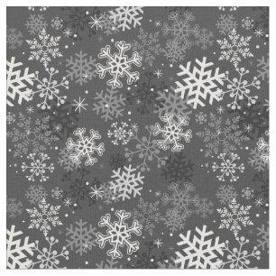 Fun Snowflake Print Fabric, Grey Fabric