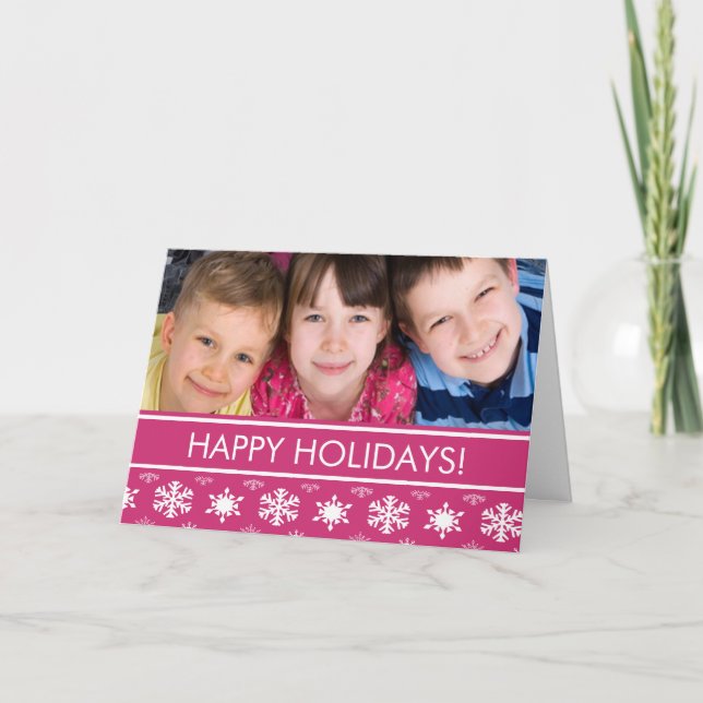 Fun SnowFlakes Christmas Photo Greeting Card (Front)