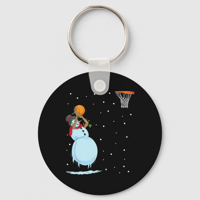Fun Snowman Basketball Christmas  Key Ring (Front)