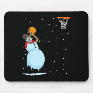 Fun Snowman Basketball Christmas Mouse Mat