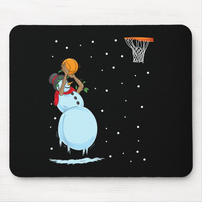 Fun Snowman Basketball Christmas  Mouse Mat (Front)