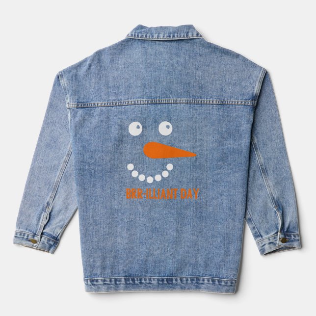 Fun Snowman - Brr-illiant  Winter Day Denim Jacket (Back)
