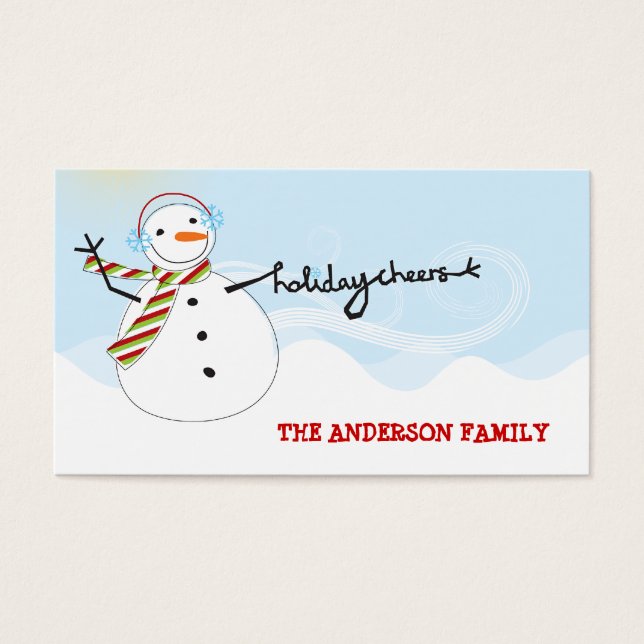 Fun Snowman Cheers Holiday DIY Gift Tag (Front)