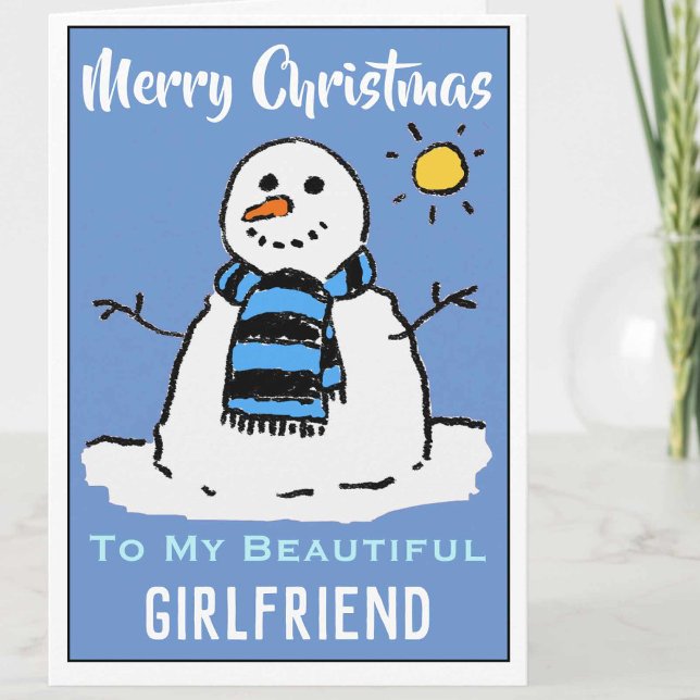 Fun Snowman Christmas Card Beautiful Girlfriend (Creator Uploaded)