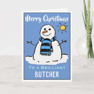 Fun Snowman Christmas Card for a Butcher