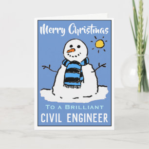 Fun Snowman Christmas Card for a Civil Engineer