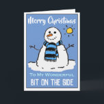 Fun Snowman Christmas Card For a Mistress<br><div class="desc">Fun snowman cartoon on a festive Christmas card. Christmas card for a Mistress.</div>