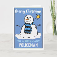 Fun Snowman Christmas Card for a Policeman
