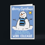 Fun Snowman Christmas Card for a Work Colleague<br><div class="desc">Fun snowman cartoon on a festive Christmas card. Christmas card for a Work Colleague</div>