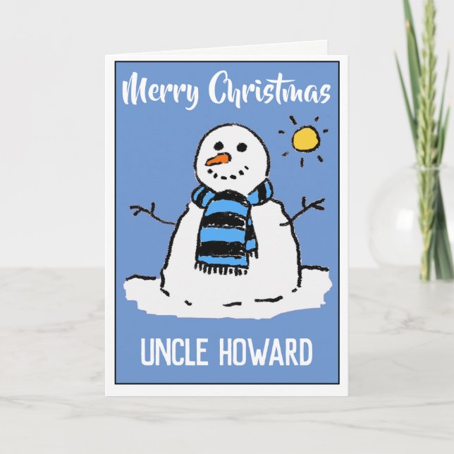 Fun Snowman Christmas Card For An Uncle (Front)