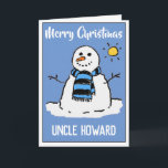 Fun Snowman Christmas Card For An Uncle<br><div class="desc">Christmas card for an uncle.  Fun Christmas card with a snowman on a sunny winter's day.</div>