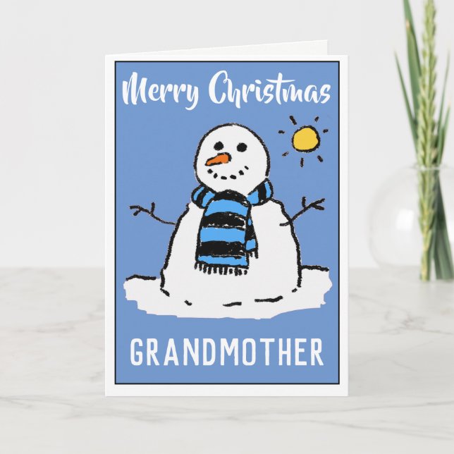 Fun Snowman Christmas Card For Grandmother (Front)