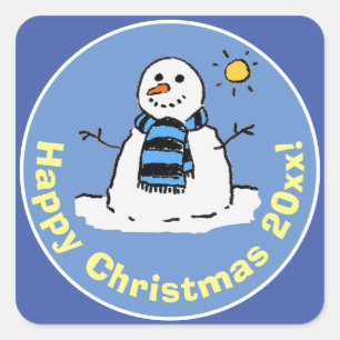 Fun Snowman Christmas Design Square Sticker