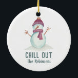 Fun Snowman Christmas Family Photo Ceramic Tree Decoration<br><div class="desc">Cute snowman Christmas holiday season ornament customisable to your specifics.</div>