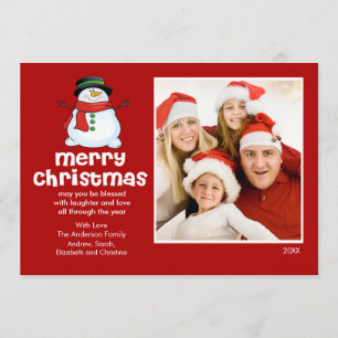 Fun Snowman Christmas Flat Photo Card