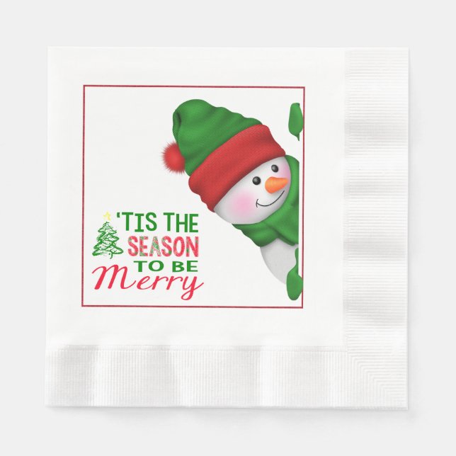 Fun Snowman Christmas Paper Napkin (Front)