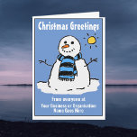 Fun Snowman Company Christmas Card with QR Code<br><div class="desc">Company Christmas Card. Business Christmas Card with QR Code inside. Christmas Greetings from a Business. Happy Christmas to Customers. Fun cartoon-style snowman on a Christmas Greetings Card. Personalise with your greeting,  business name and message,  etc.</div>