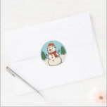 Fun Snowman Cute Christmas Classic Round Sticker<br><div class="desc">Cute Christmas stickers with a fun snowman illustration.</div>