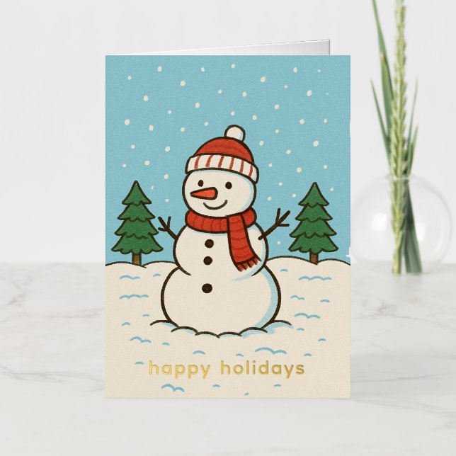 Fun Snowman Cute Christmas Foil Holiday Card (Front)