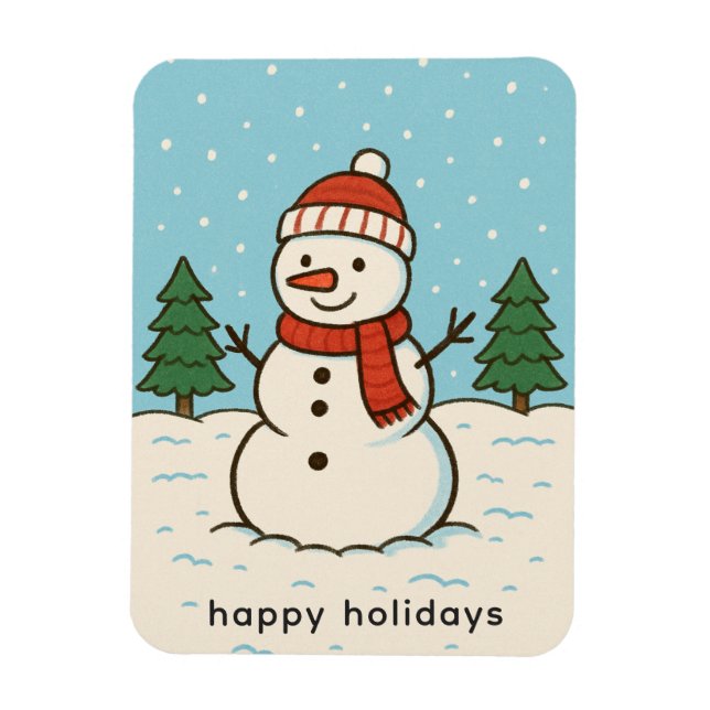 Fun Snowman Cute Christmas Magnet (Vertical)