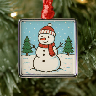 Fun Snowman Cute Christmas Metal Tree Decoration