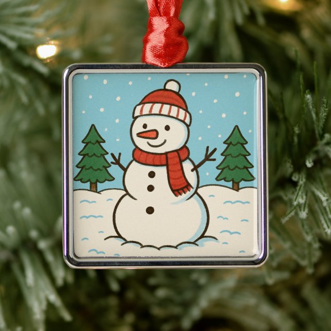 Fun Snowman Cute Christmas Metal Tree Decoration (Tree)