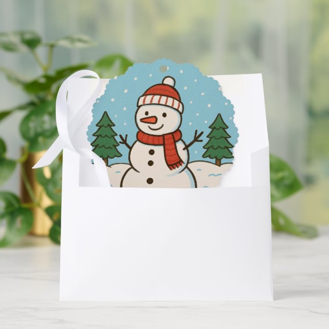 Fun Snowman Cute Christmas Tree Decoration Card (Envelope)