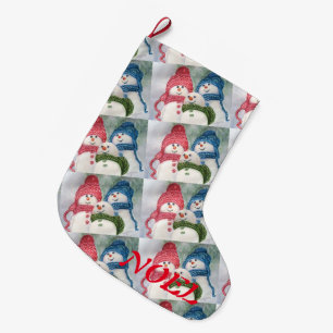 FUN SNOWMAN FAMILY LARGE CHRISTMAS STOCKING