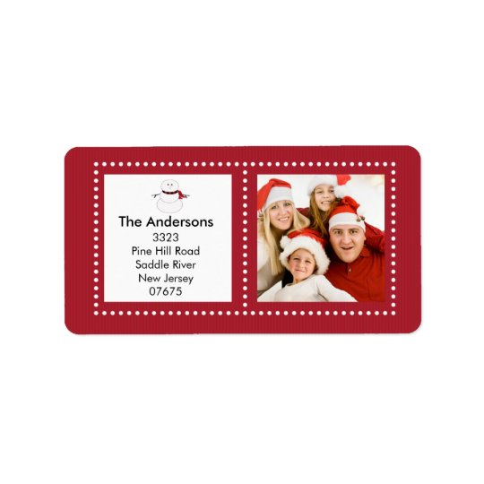 Fun Snowman Holiday PHOTO Return Address Label