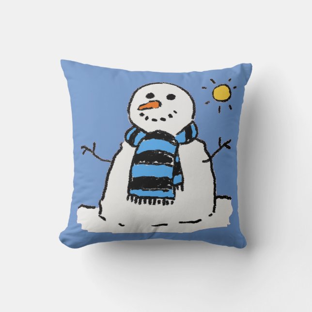 Fun Snowman Illustration Design Cushion (Front)