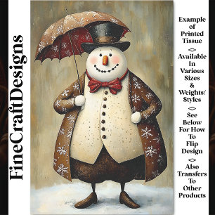 Fun Snowman In Outfit With Umbrella BA9 Decoupage Tissue Paper