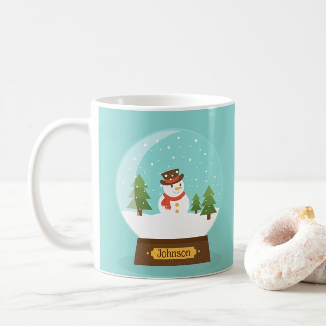FUN! Snowman Mug - Personalised -Add Name (With Donut)