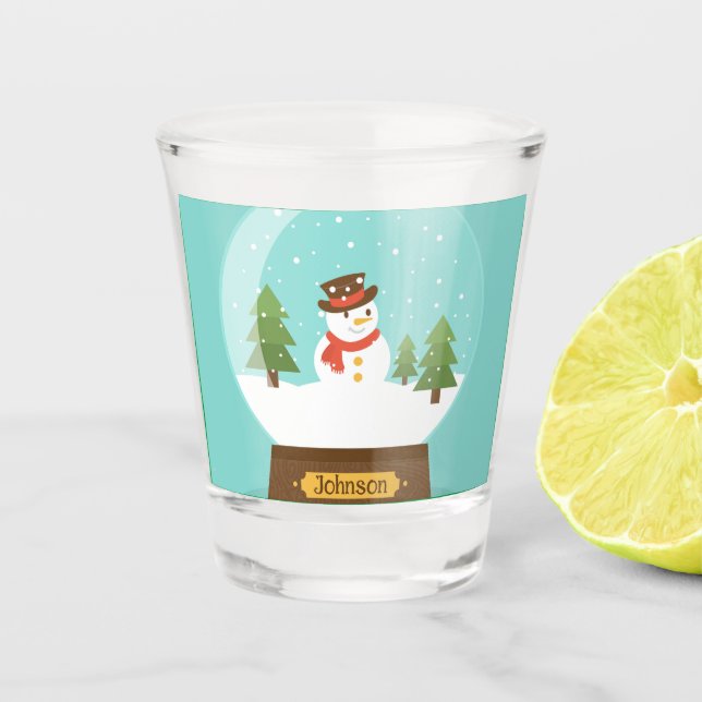 FUN!  Snowman Shot Glass - Personalised -Add Name (Front)