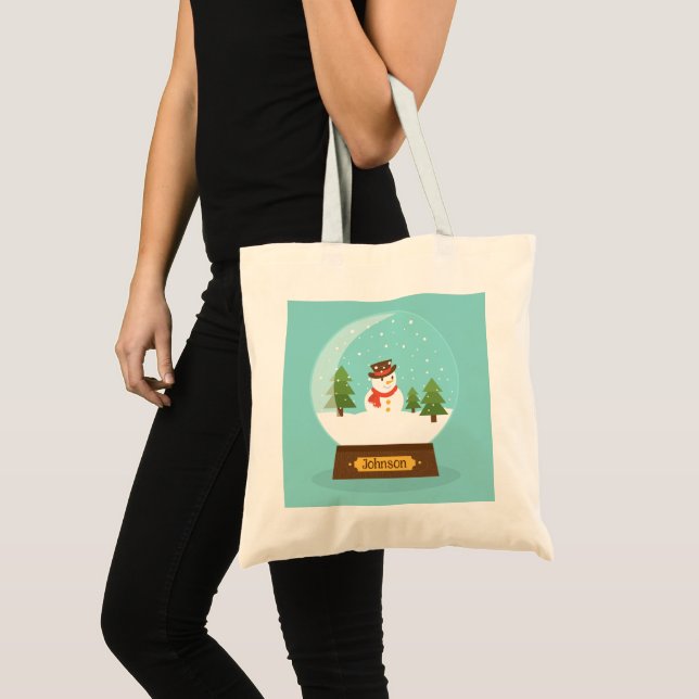 FUN!  Snowman Tote Bag - Personalised -Add Name (Front (Product))