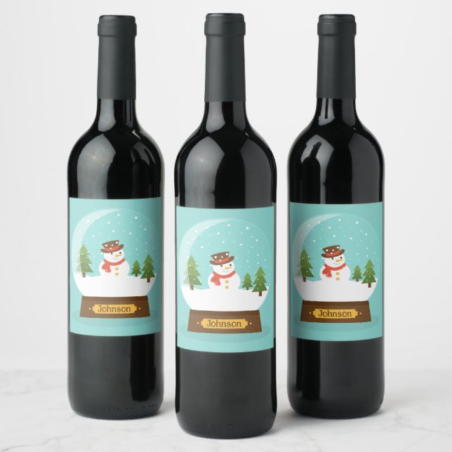 FUN!  Snowman Wine Labels- Personalised -Add Name Label (Bottles)