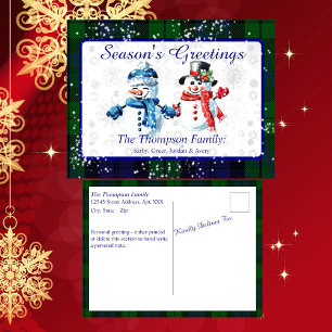 Fun Snowmen Season's Greetings Holiday Postcard