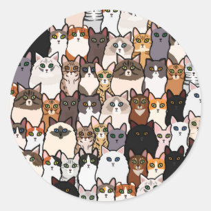 Fun So Many Cats and Kittens Collage  Classic Round Sticker