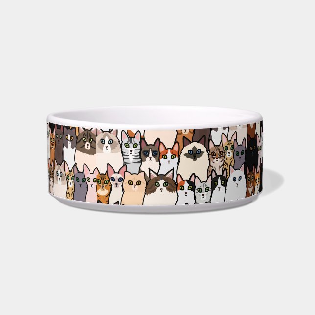 Fun So Many Cats and Kittens Collage pattern Bowl (Left)