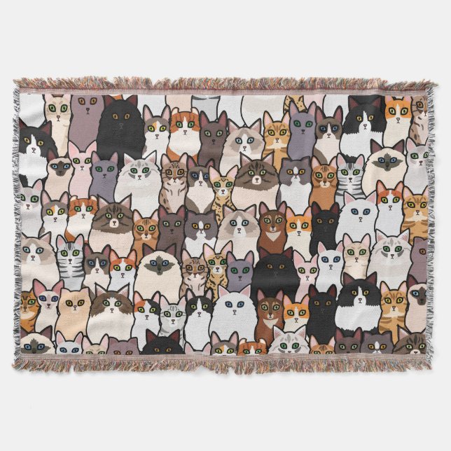 Fun So Many Cats and Kittens Collage  Throw Blanket (Front)