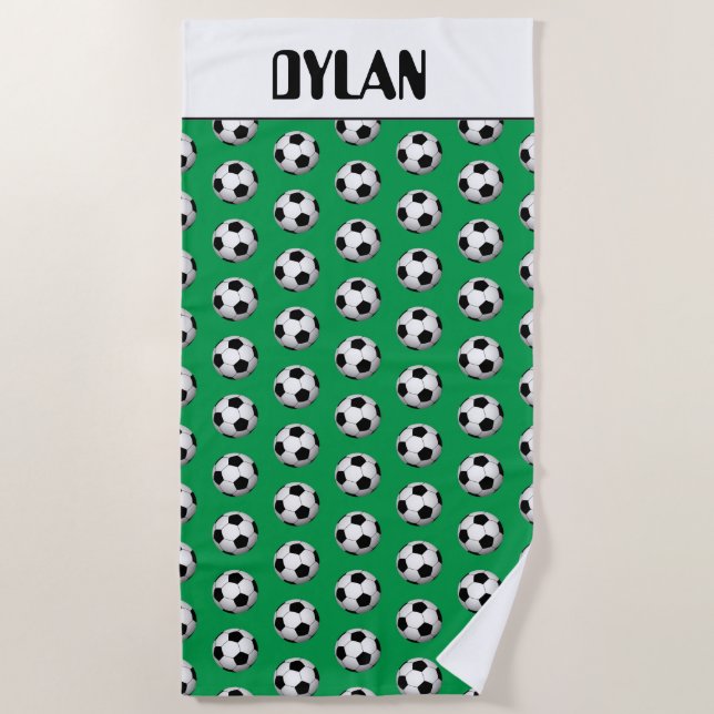 Fun Soccer ball add name beach towel sports (Front)