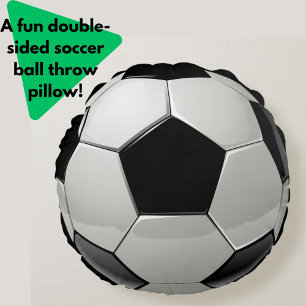 Fun Soccer Ball Black and White Sporty Round Cushion