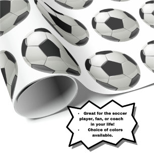 Fun Soccer Ball Pattern on White Wrapping Paper
