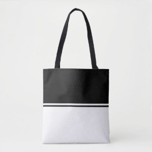Fun Sophisticated Black White Striped Colour Block Tote Bag