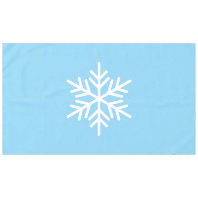 Fun Sophisticated Nordic Snowflake On Frost Blue Tablecloth (Front (Horizontal))