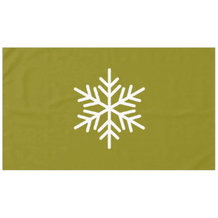 Fun Sophisticated Nordic Snowflake On Golden Olive Tablecloth