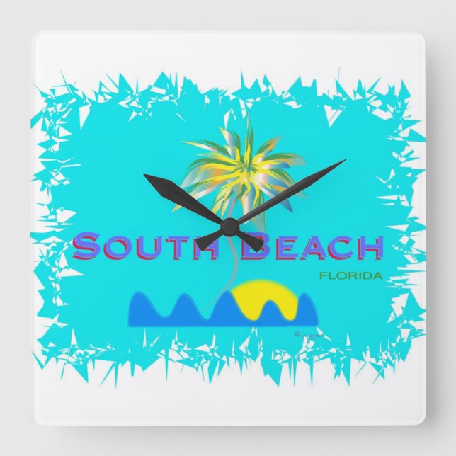 Fun South Beach, Florida Square Wall Clock (Front)